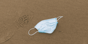 Face mask on beach