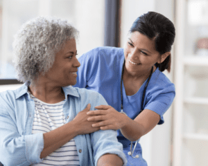 Nurse checking on patient